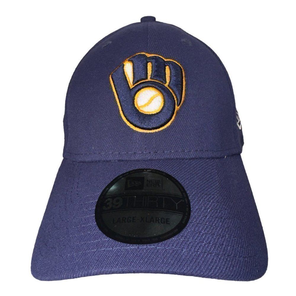 New Era Milwaukee Brewers 39Thirty Fitted Baseball Hat Medium/Large
